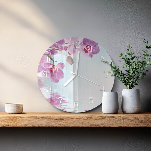 Glas wanduhr Orchidee