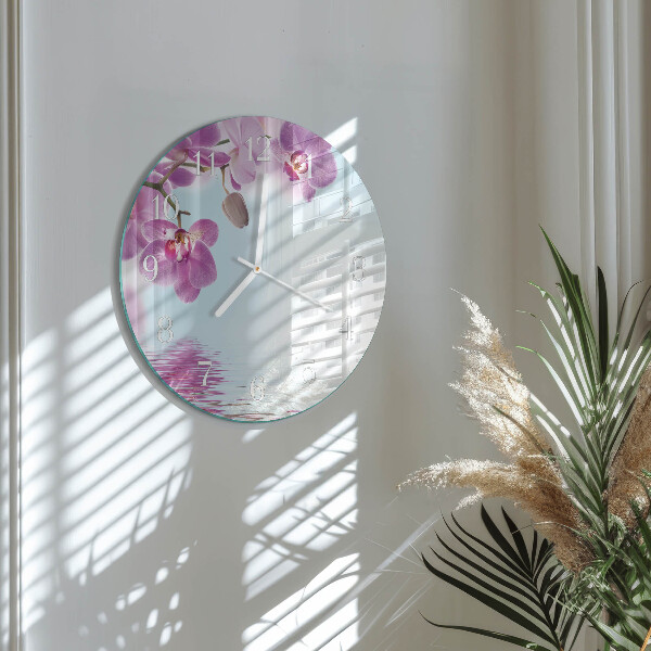 Glas wanduhr Orchidee