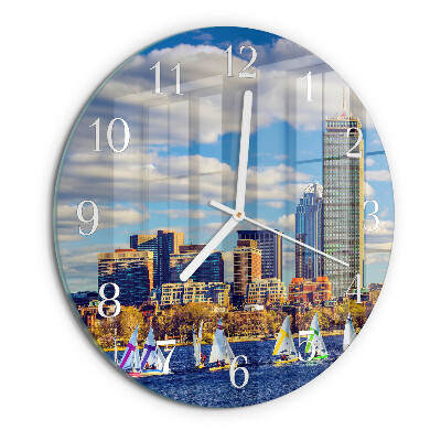 Glas wanduhr Segelboote