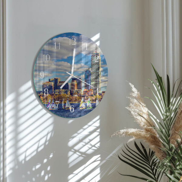 Glas wanduhr Segelboote