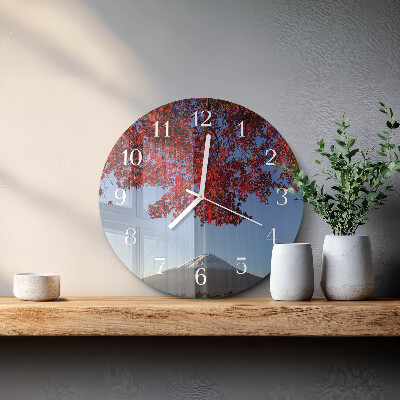Glas wanduhr Bergblätter