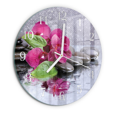 Glas wanduhr Orchidee