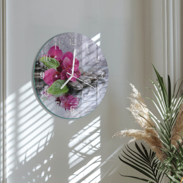 Glas wanduhr Orchidee