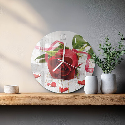 Glas wanduhr Rose