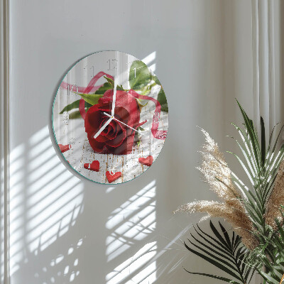Glas wanduhr Rose