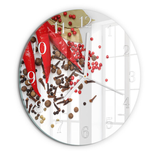 Glas wanduhr Rote Paprika