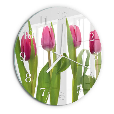 Glas wanduhr Tulpen
