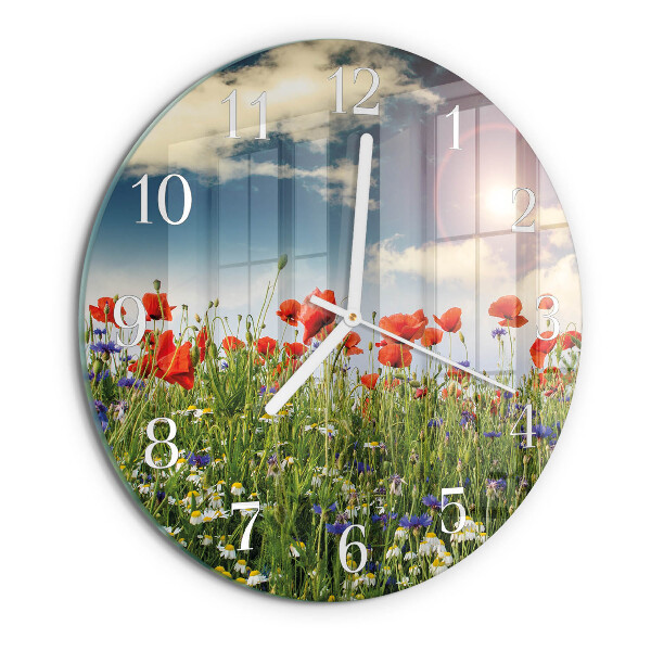 Glas wanduhr Wiese