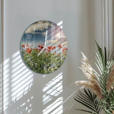 Glas wanduhr Wiese