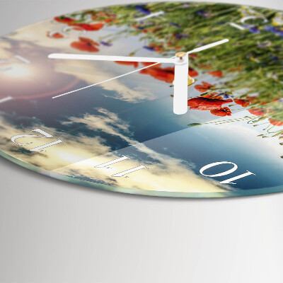 Glas wanduhr Wiese