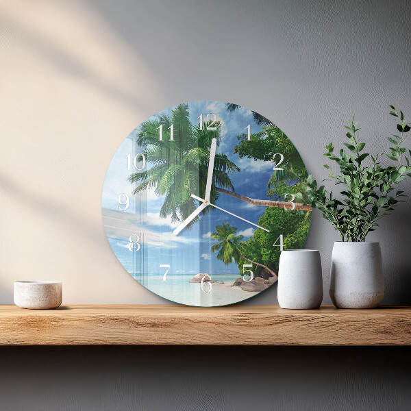 Glas wanduhr Palmen