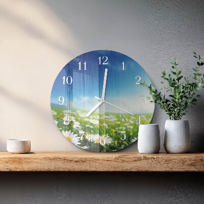 Glas wanduhr Wiese