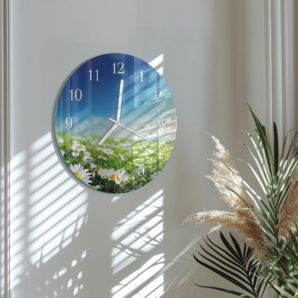 Glas wanduhr Wiese