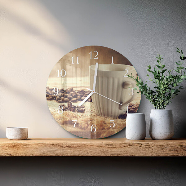 Glas wanduhr Kaffee