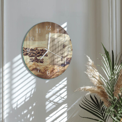 Glas wanduhr Kaffee