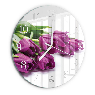 Glas wanduhr Tulpen