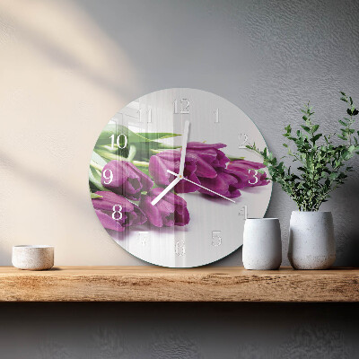 Glas wanduhr Tulpen