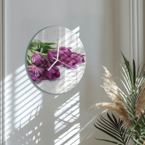Glas wanduhr Tulpen