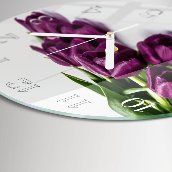 Glas wanduhr Tulpen