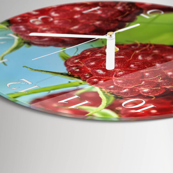 Glas wanduhr Himbeeren
