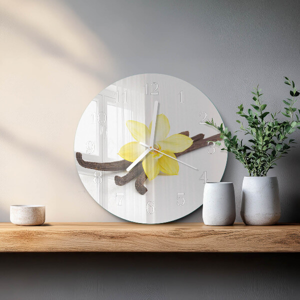 Glas wanduhr Vanilleorchidee