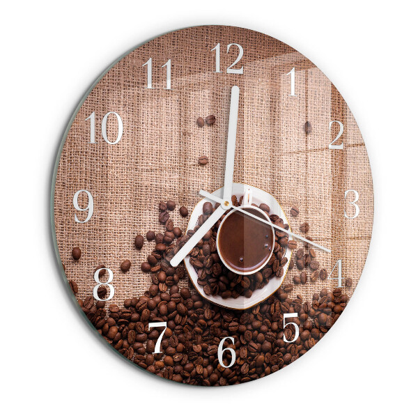 Glas wanduhr Kaffeebohnen