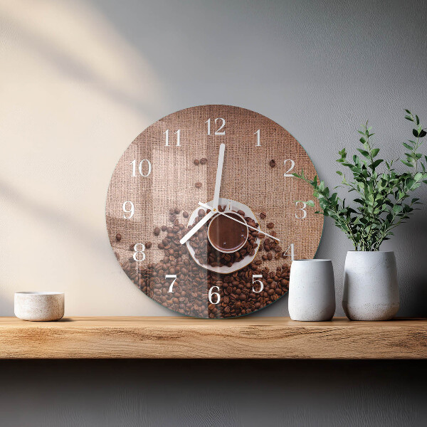 Glas wanduhr Kaffeebohnen