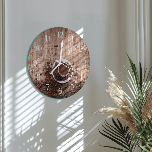 Glas wanduhr Kaffeebohnen