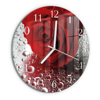 Glas wanduhr Rose