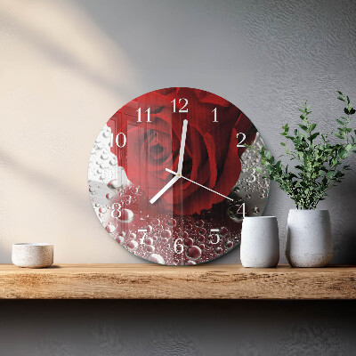 Glas wanduhr Rose