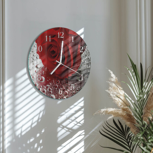 Glas wanduhr Rose