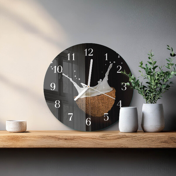 Glas wanduhr Kokosnuss