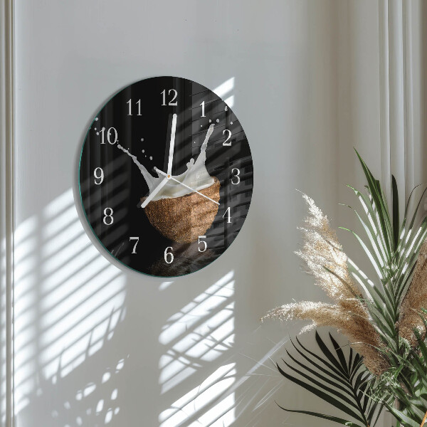 Glas wanduhr Kokosnuss