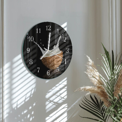 Glas wanduhr Kokosnuss