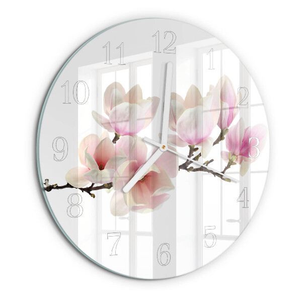 Glas wanduhr Magnolie