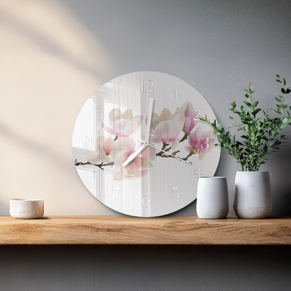 Glas wanduhr Magnolie