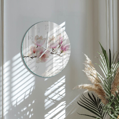 Glas wanduhr Magnolie