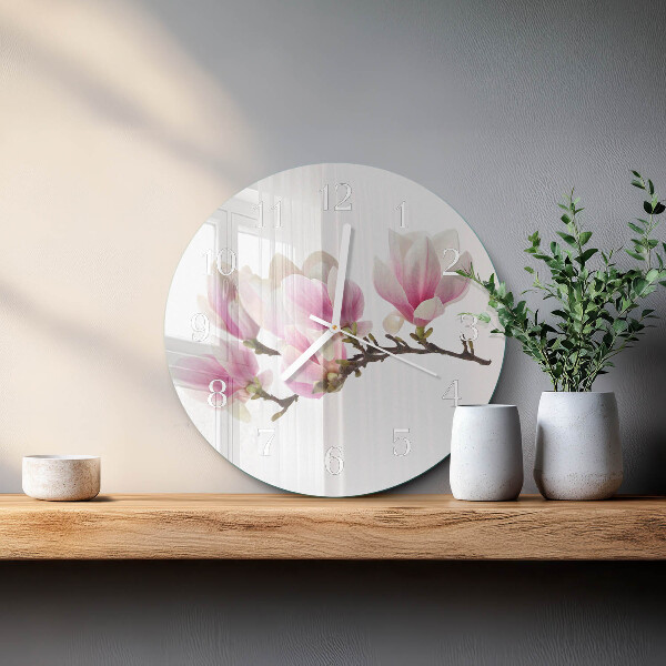 Glas wanduhr Magnolie