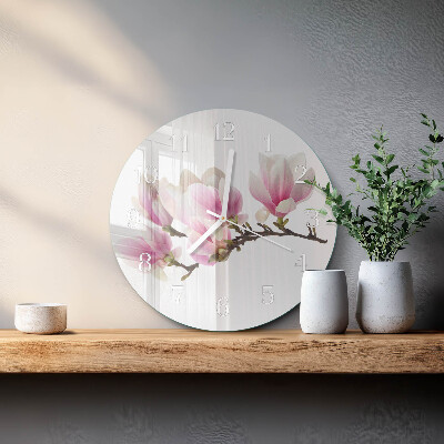 Glas wanduhr Magnolie
