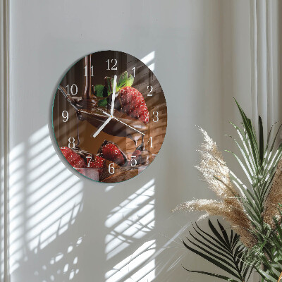 Glas wanduhr Schokoladen-Erdbeeren