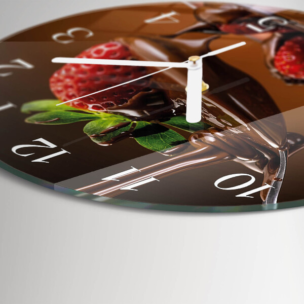 Glas wanduhr Schokoladen-Erdbeeren