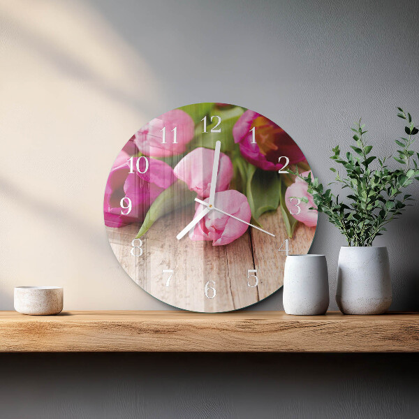 Glas wanduhr Tulpen