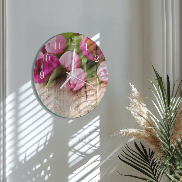 Glas wanduhr Tulpen