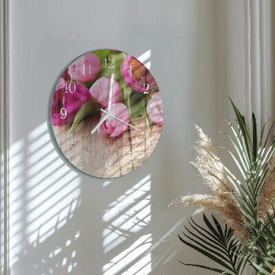 Glas wanduhr Tulpen
