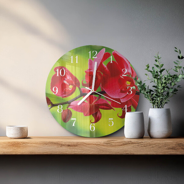 Glas wanduhr Orchidee