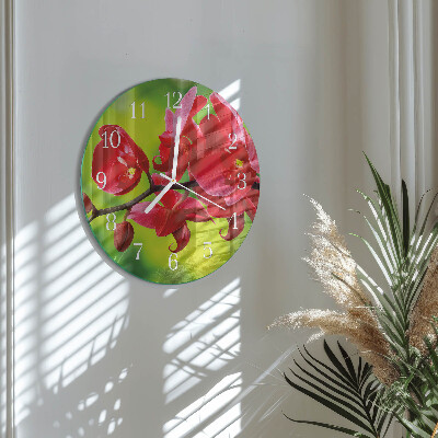 Glas wanduhr Orchidee