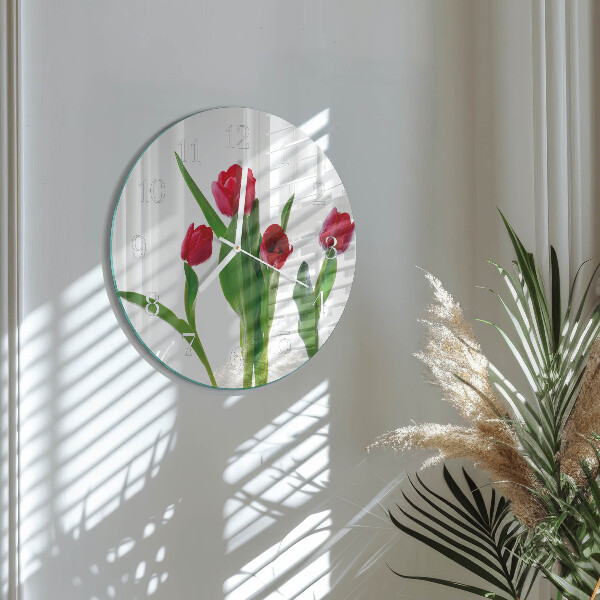 Glas wanduhr Tulpen