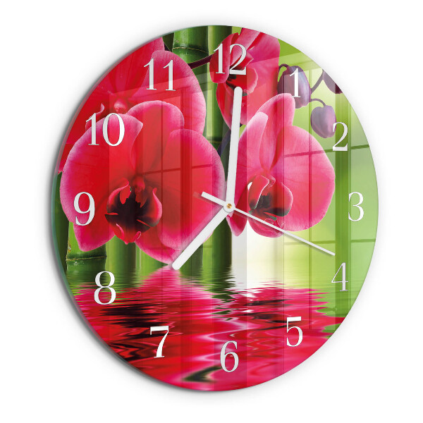 Glas wanduhr Orchidee