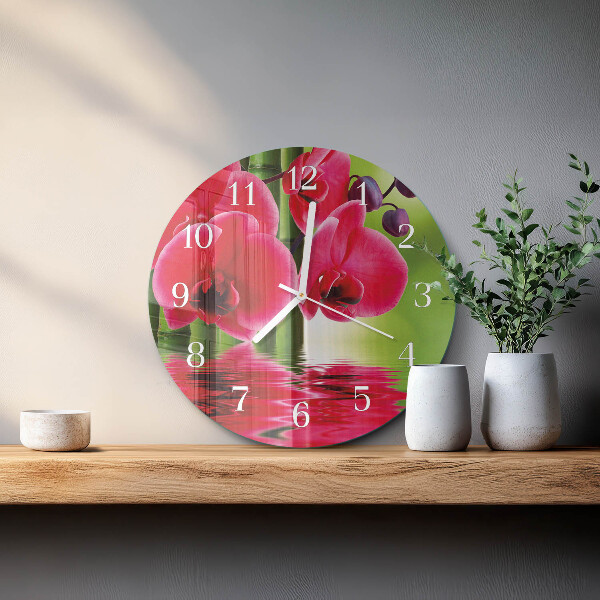 Glas wanduhr Orchidee