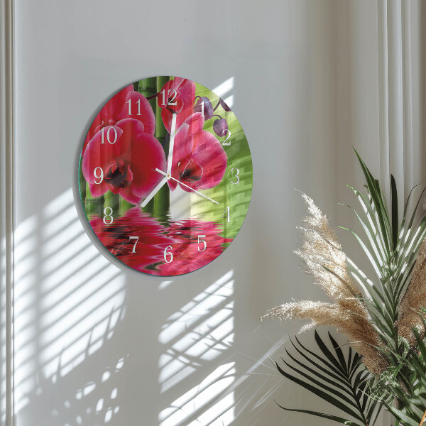 Glas wanduhr Orchidee